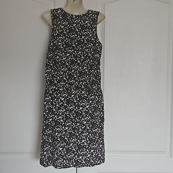 Banana Republic Sleeveless Elastic Waist Mini Cotton Dress Black/Pink Size 8 - Picture 4 of 16
